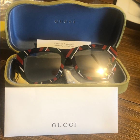 GUCCI Striped 55mm Mirrored Square Sunglasses - Picture 7 of 8